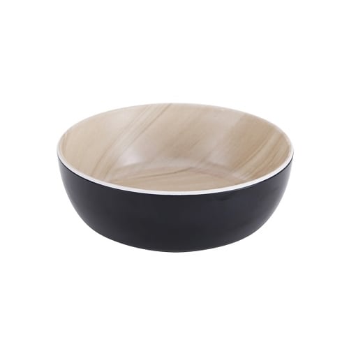 Zicco Melamine Round Bowl Ø26.7xH7.5cm, Black Wood Grain