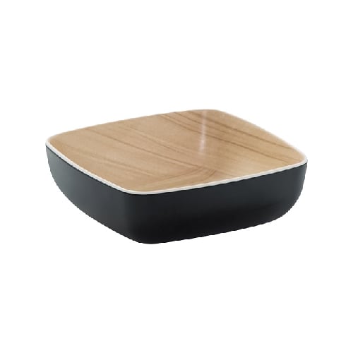 Zicco Melamine Square Dish L12.7xW12.7xH4.3cm, Black Wood Grain