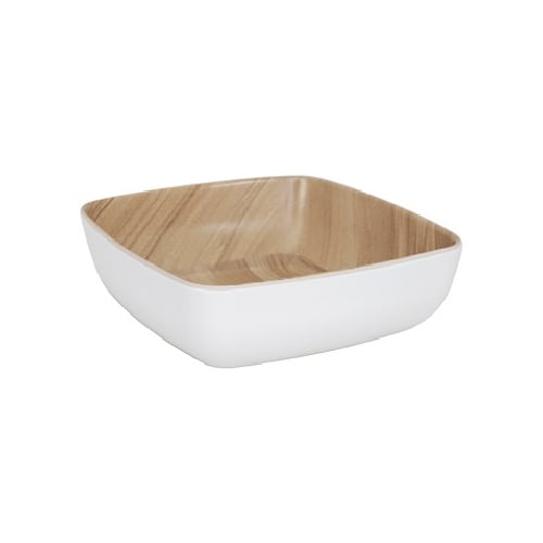 Zicco Melamine Square Dish L12.7xW12.7xH4.3cm, White Wood Grain