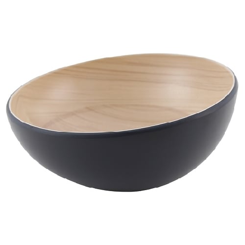 Zicco Melamine Bowl Ø25.2xH11cm, 2200Ml, Black Wood Grain