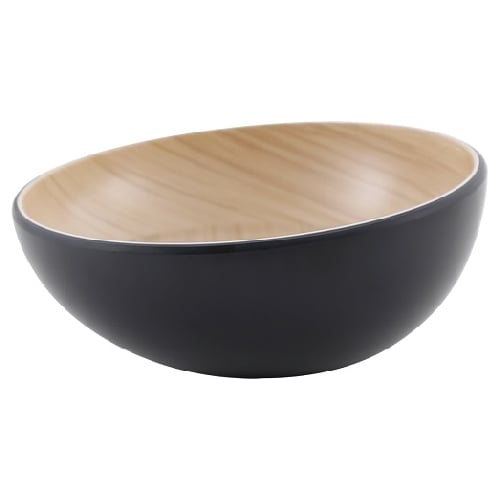 Zicco Melamine Round Bowl Ø21.5xH8.6cm, Black Wood Grain