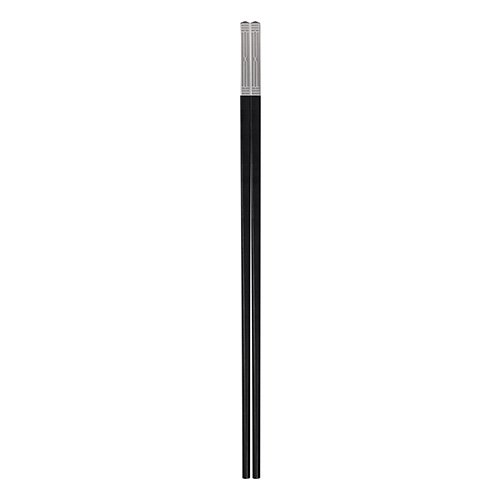 Zicco PPS Chopsticks L25.5cm, Black Colour With Stainless Steel Window Pattern Cap, 10Pairs/Box