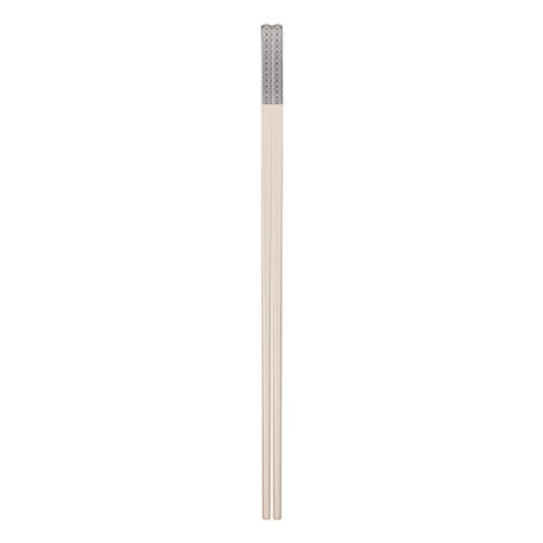 Zicco PPS Chopsticks L25.5cm, Cream Colour With Stainless Steel Wave Pattern Cap, 10Pairs/Box