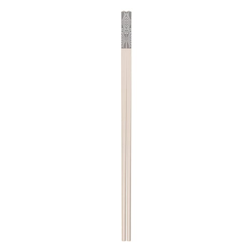 Zicco PPS Chopsticks L25.5cm, Cream Colour With Stainless Steel GRass Pattern Cap, 10Pairs/Box