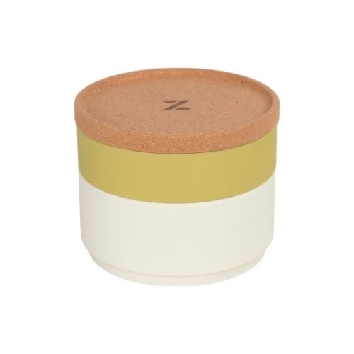 Zicco Melamine Two Layers Round Storage Box With Lid Ø14xH11cm, Pistachio Green & White, Dynasty