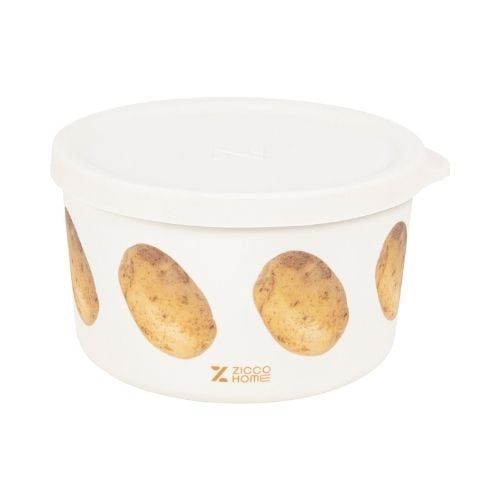 Zicco Melamine Storage Box With Lid Ø14xH8cm, 950ml, Potato Pattern, Easy Life