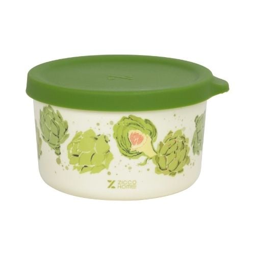 Zicco Melamine Storage Box With Lid Ø11.5xH6.5cm, 470ml, Vegetable Pattern, Easy Life