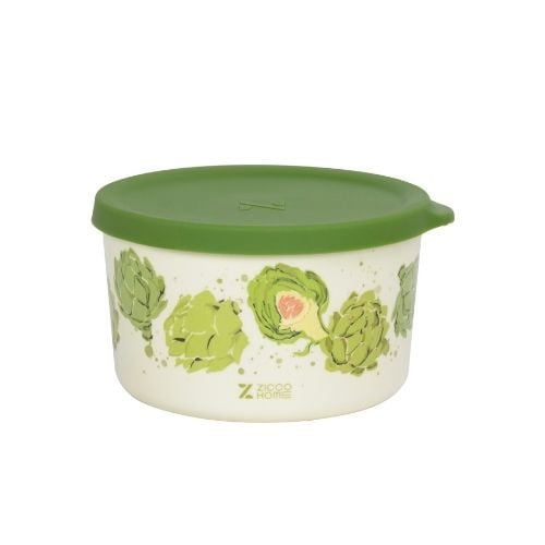 Zicco Melamine Storage Box With Lid Ø14xH8cm, 950ml, Vegetable Pattern, Easy Life