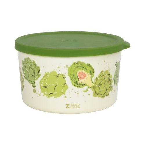 Zicco Melamine Storage Box With Lid Ø17.5xH10cm, 1.9L, Vegetable Pattern, Easy Life