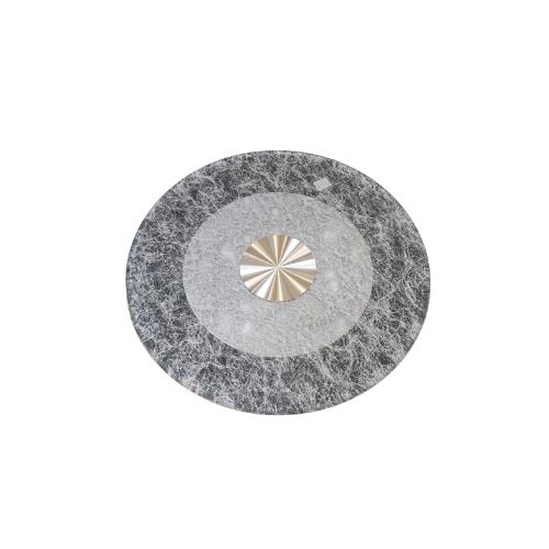 LAZY SUSAN GLASS WITH SILVER BASE RING DUCK BEAK EDGE 60cm, TH: 10mm, WAVY DARK GREY THREAD