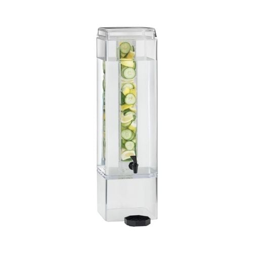 Cal-Mil Square Acrylic Beverage Dispenser With Infusion Chamber W7xD9xH26½", 3Gal