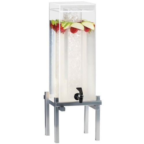 Cal-Mil 1x1 Acrylic Beverage Dispenser, 1.5Gal, Ice Chamber, W10¼xD10½xH17¾, Silver