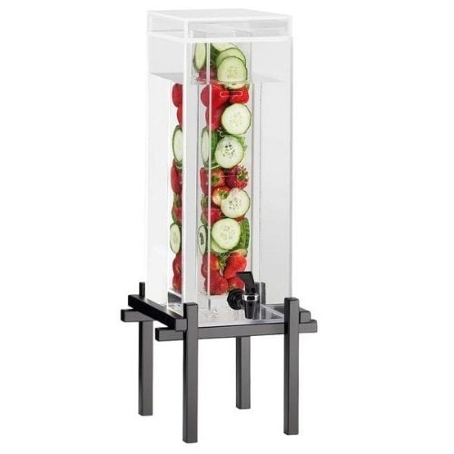Cal-Mil Acrylic Beverage Dispenser With Infusion Chamber, L10¼xW10½xH25½", 3Gal, Black, One By One