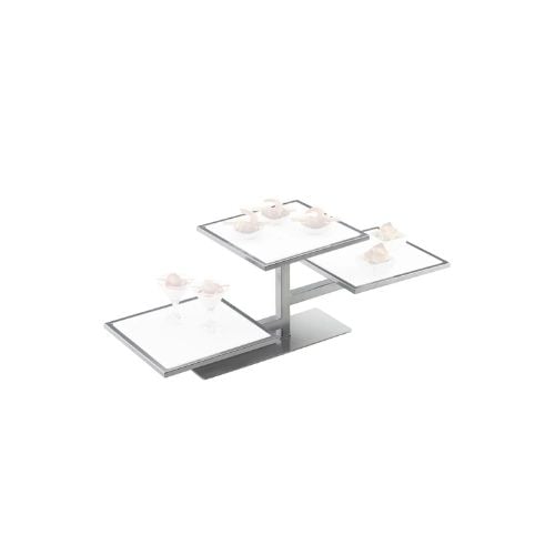 Cal-Mil Square 1x1 3 Tier Riser, W32¼xD13xH10½, Silver