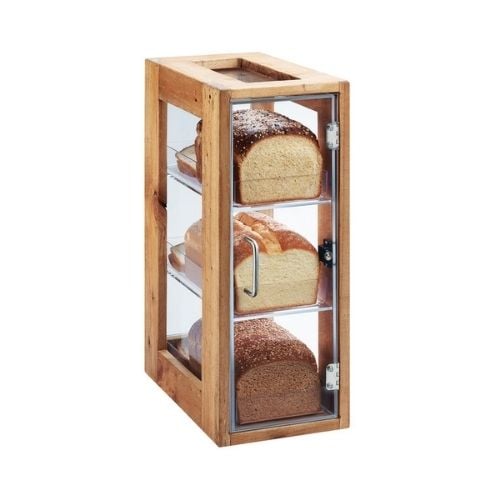 Cal-Mil Wood Frame Rectangle 3 Tier Bread Display W8xD13xH20½'', Clear, Madera