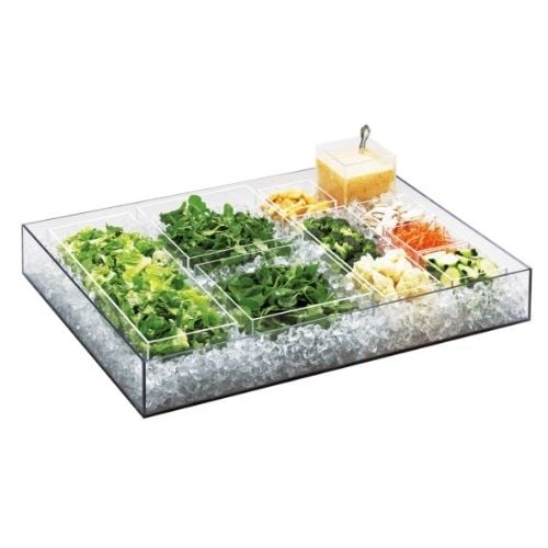 Cal-Mil BPA Free Salad Bar Ice Housing With Drain Kit L32xW24xH4¼", Clear, Catering Serveware