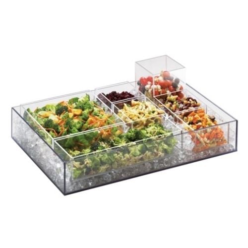 Cal-Mil BPA Free Salad Bar Ice Housing With Drain Kit L24xW16xH4¼", Clear, Catering Serveware