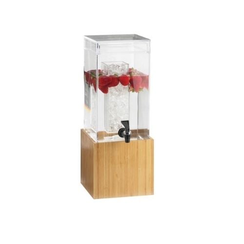 Cal-Mil Bamboo Acrylic Beverage Dispenser With Ice Chamber, W8¼Dx9¾xH17¾", 1.5Gal