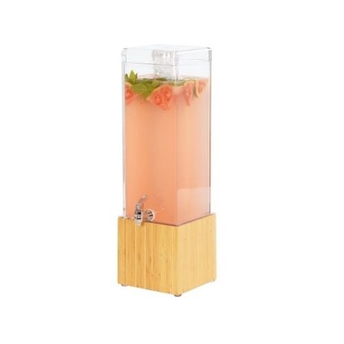 Cal-Mil Bamboo Acrylic Beverage Dispenser With Ice Chamber, W8¼xD9¾xH26¾", 3Gal