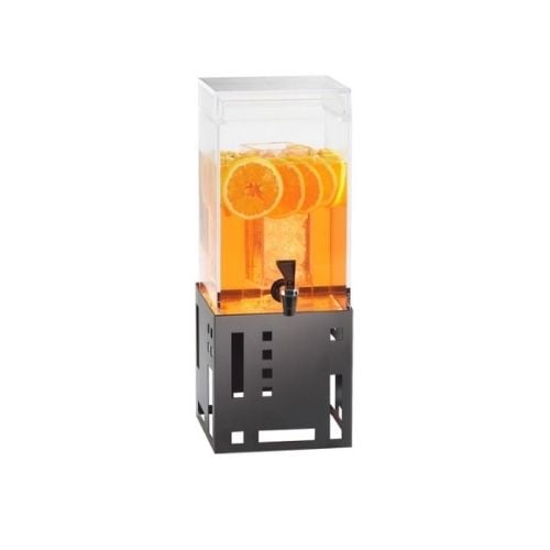 Cal-Mil Stainless Steel Acrylic Sq Beverage Dispenser With Ice Chamber W7½xD9½xH17¾", 1.5Gal, Black
