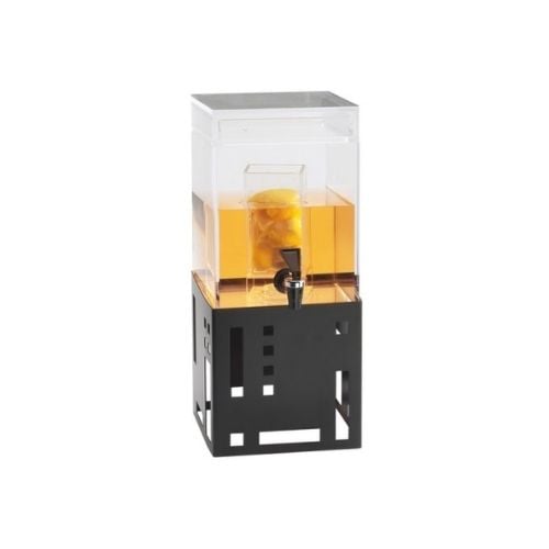 Cal-Mil Stainless Steel Acrylic Sq Beverage Dispenser With Infusion Chamber W7½xD9½xH17¾", 1.5Gal, Black