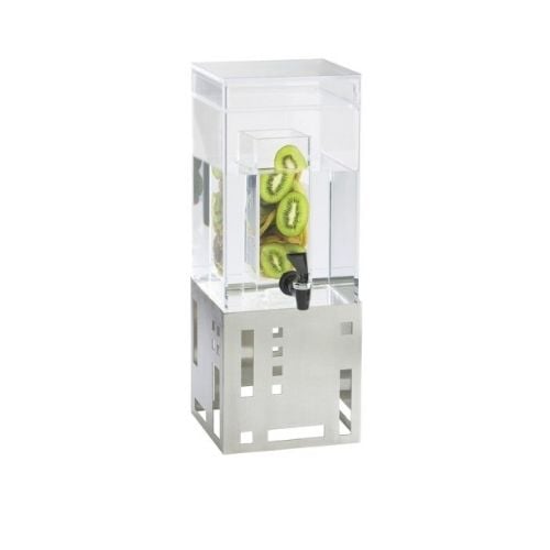Cal-Mil Stainless Steel Acrylic Sq Beverage Dispenser With Infusion Chamber W7½xD9½xH17¾", 1.5Gal