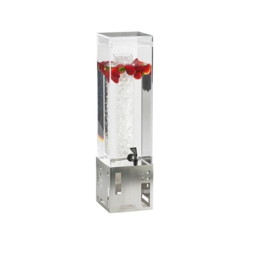 Cal-Mil Stainless Steel Acrylic Square Beverage Dispenser with Ice Chamber W7.5xD9.5xH26.75", 3 Gallons