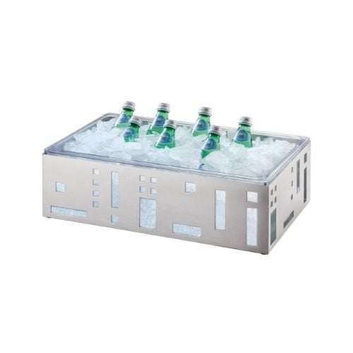 Cal-Mil Stainless Steel Square Ice Housing With Clear Pan W21xD12.5xH6.5" , Calmil