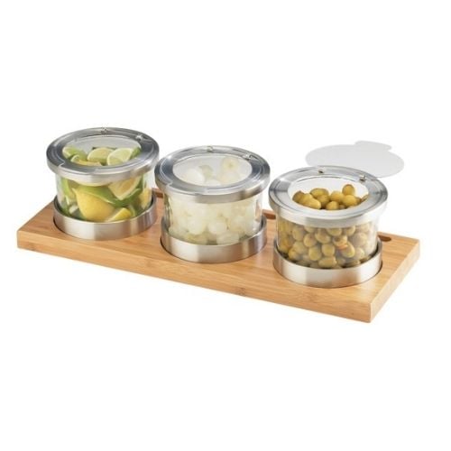 Cal-Mil Bamboo Jar Displays Without Hinged Stainless Steel Lids, W16xD6xH4.