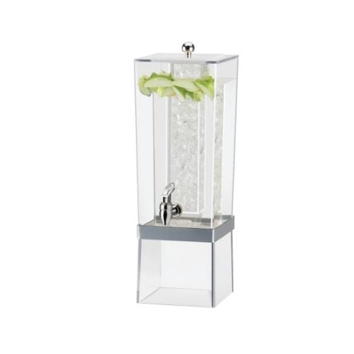 Cal-Mil Metal Band Beverage Dispenser With Pc Tank & Base, L8xW10xH24", 3Gal, Silver