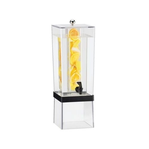 Cal-Mil Metal Band Beverage Dispenser With Pc Tank & Base With Infusion Chamber, L8xW10xH24", 3Gal, Black