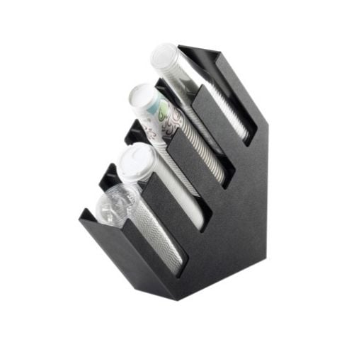 Cal-Mil 4-Section Cup & Lid Holder W4½xD20xH19½", Black