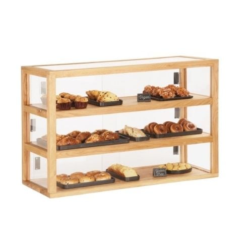 Cal-Mil Acrylic 3-Tier Rectangle Case Display With Wooden Board L17xW42xH28", Camden