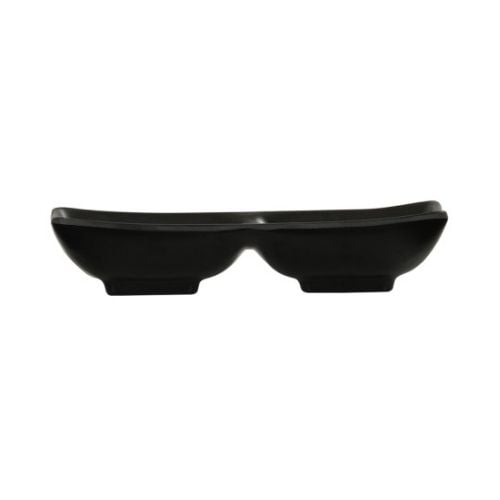 Cal-Mil Melamine Plate With 2 Cavity/Compartment L3½xW7xH1½", Black, Nomi