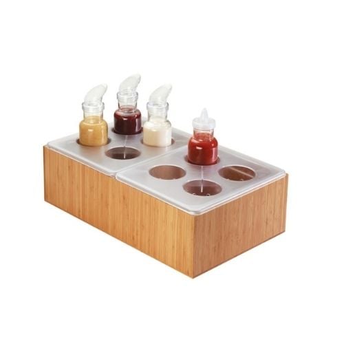 Cal-Mil Salad Dressing Set Include Rackx1Pc, Bottles x4Pcs, Blank Sign Clipx4Pcs