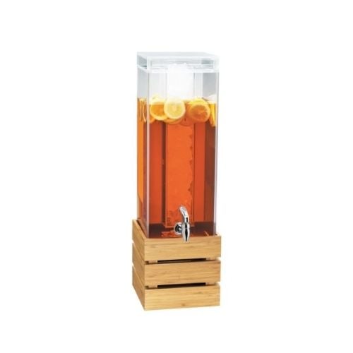 Cal-Mil Bamboo Crate Acrylic Beverage Dispenser With Ice Chamber, W8xD8xH25½", 3Gal