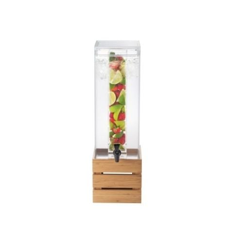 Cal-Mil Bamboo Crate Acrylic Beverage Dispenser With Infusion Chamber, W8xD8xH25½", 3Gal