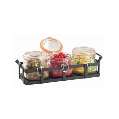 Cal-Mil Rustic Jar Condiment Display W12¾xD5xH5¾