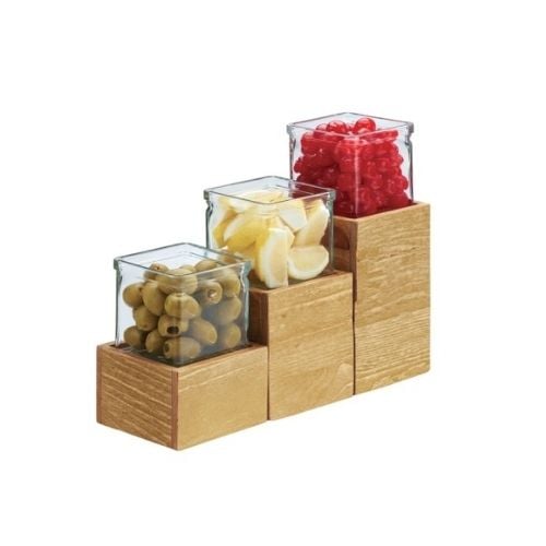 Cal-Mil Madera Single Jar Risers, 4¼x4¼xD5H"