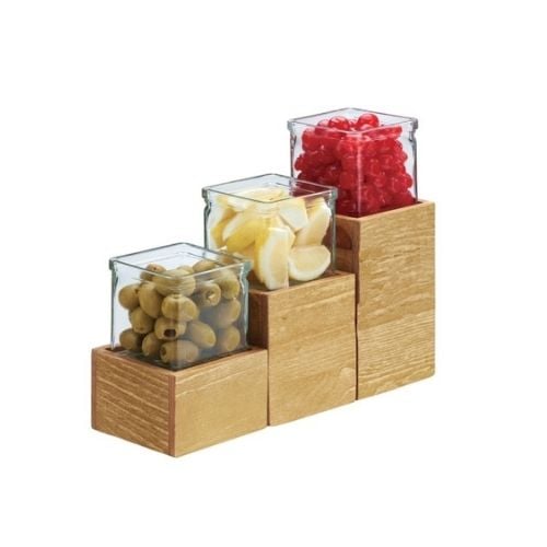 Cal-Mil Madera Single Jar Risers, 4¼x4¼xD7H"