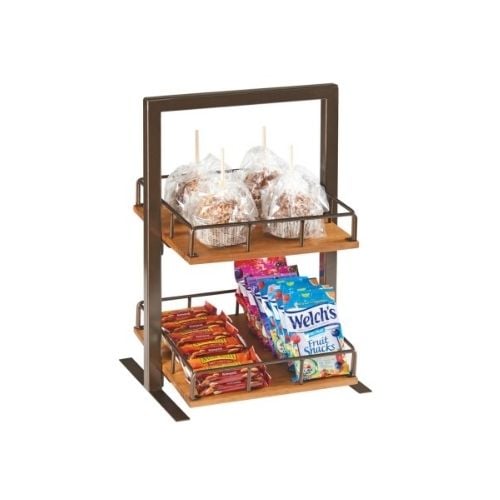 Cal-Mil Powder Coated Metal 2 Tier Merchandiser With Wooden Shelves L30.48xW30.48xH53.34cm, Sierra