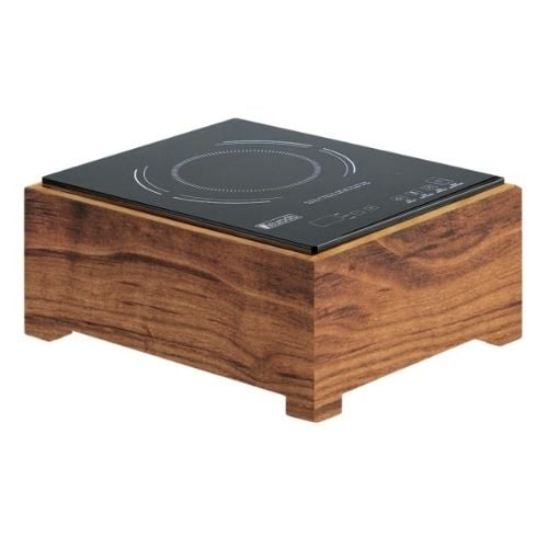 Cal-Mil Induction Burner W12¾xD16xH7¼", Walnut, Mid-Century