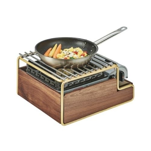 Cal-Mil Butane Stove Frame W14¼xD12¾xH7¼"H, Brass, Mid-Century