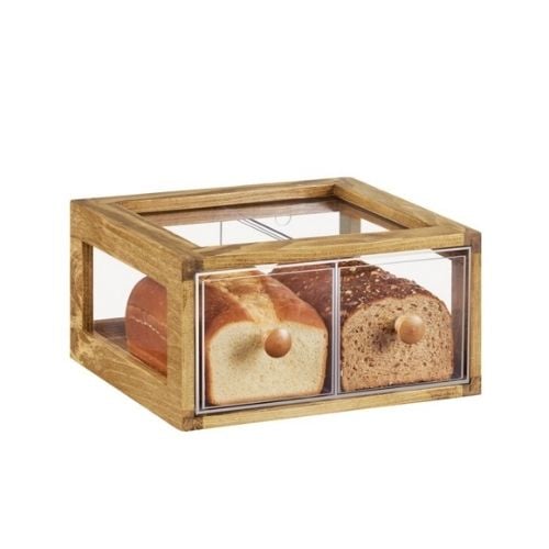 Cal-Mil 2 Bin  Bread Drawer W13¾xD13xH7¼", Madera