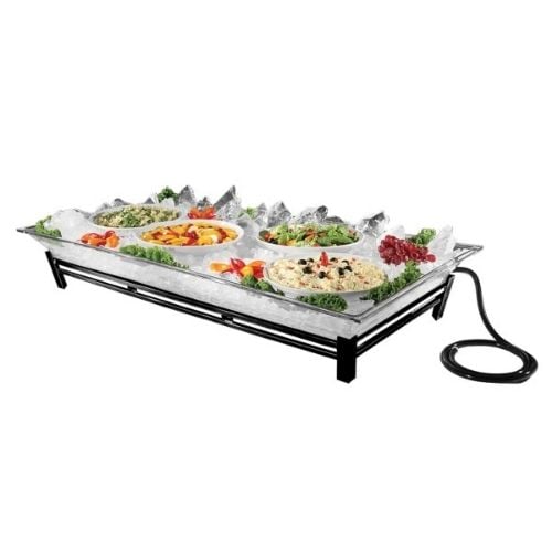 Cal-Mil Rectangle Metal Ice Carving Pedestal With Led Lighting L48xW24xH10", Black Stand