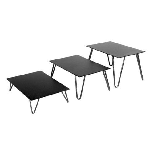 Cal-Mil V-Leg Rectangleangular Metal Riser Set, Riser 1: W12xD8xH3", Riser 2: W12xD8xH7", Riser 3: W12xD8xH12", 3 Pcs