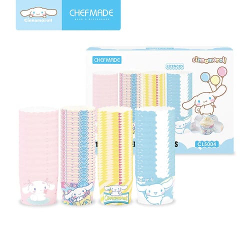 Chefmade Cinnamoroll Paper Baking Cups 100Pcs/Set, Blue(22Pcs), Pink(22Pcs), Yellow(28Pcs) & Mix(28Pcs)