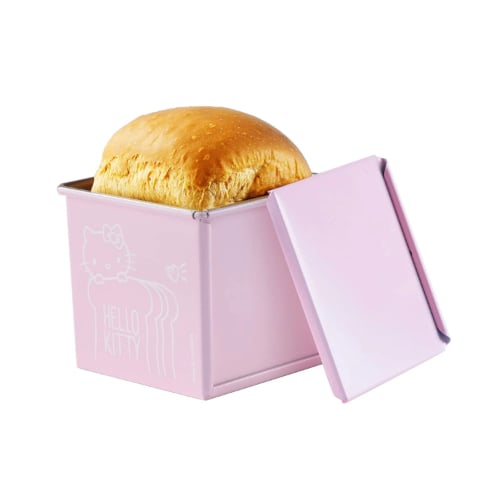 Chefmade Hello Kitty Non-Stick Square Cake Loaf Pan With Cover L11.3xW11.3xH10.1cm, Pink