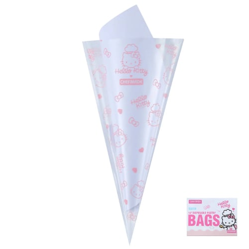 Chefmade Hello Kitty LDPE Disposable Pastry Bag With Colour Label 21x34.5cm, Pink
