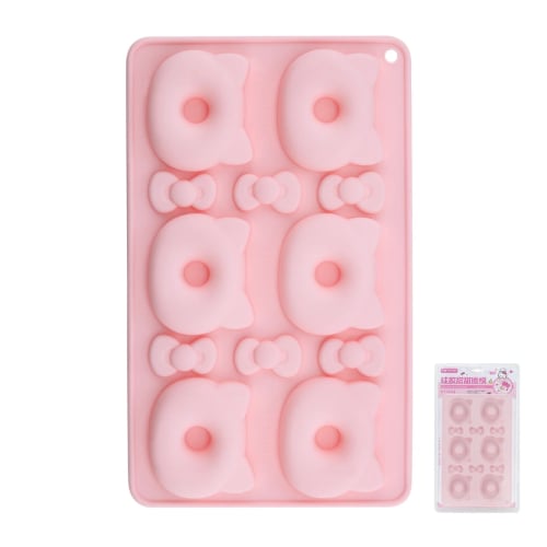 Chefmade Hello Kitty Silicone Donut Mould L28.1xW16.9xH1.7cm, Pink